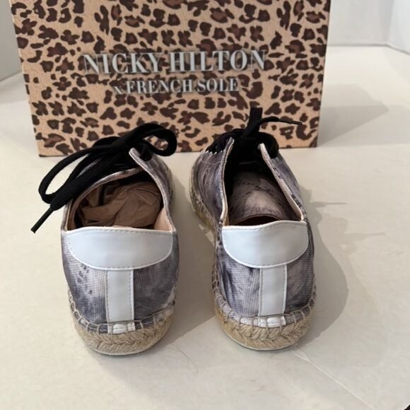 Nicky Hilton French Sole Tie-Dye Sneakers With Leopard Box Size 8 - Picture 3 of 5